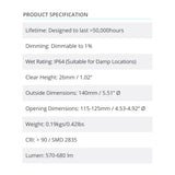 2 Pk Radiance LPC 0140 LED Downlight 3000 8W 570-680lm Dimmable - Prism One