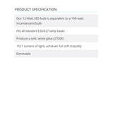 LED Bulb 12W (100W equivalent) T38 Dimmable E26 - Prism One